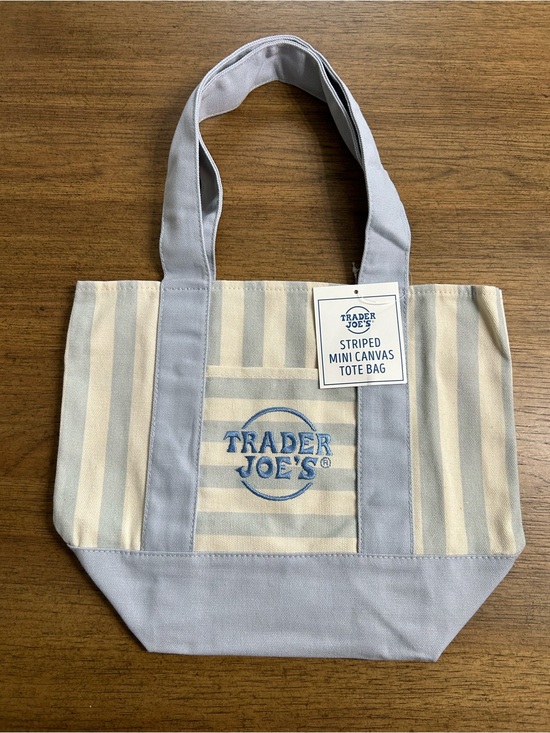 Trader Joe'S Handbags - Trader Joe's Striped Mini Canvas Tote Bag Blue NWT Limited Edition 🆕